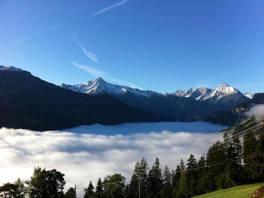 Ferienhaus Zillertal Panorama Blick Balkon Sauna Zellberg Exteriör bild